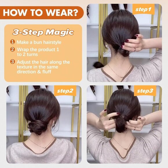 Human Hair Bun Extensions Elastic Ponytail Wrap No Claw 2.76in Dark Brown main image 4